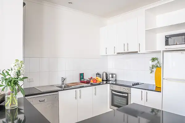 Clocktower Apartment Hotel Melbourne Executive Two Bedroom Kitchen